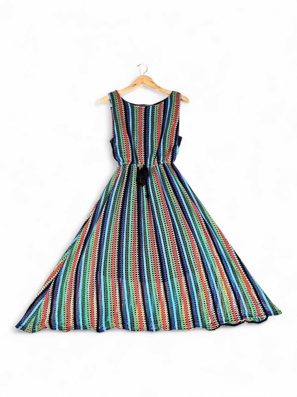 Eva Franco Sleeveless Crochet Stripe Midi Dress Size 10